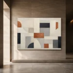 Terracotta Arc Grid Geometric Abstract Wall Art Canvas Print - Image 6