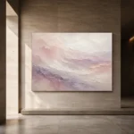 Blush Lavender Horizon Fluid Abstract Wall Art Canvas Print showcased in an elegant minimalist interior