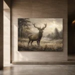 Misty Valley Stag Wildlife Portrait Wall Art Canvas Print - Image 6