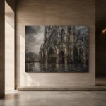 Rainlit Cathedral Gothic Architecture Wall Art Canvas Print - Image 6