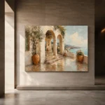 Luminous Sea Terrace Mediterranean Architecture Wall Art Canvas Print - Image 6