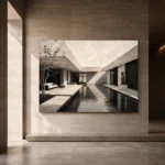 Reflective Villa Modern Architecture Wall Art Canvas Print - Image 5