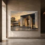 Sunset Villa Modern Architecture Wall Art Canvas Print - Image 4