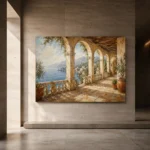 Seaside Colonnade Mediterranean Architecture Wall Art Canvas Print - Image 6