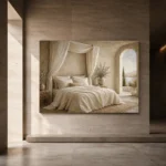 Canopy Sea View Serene Neutral Bedroom Wall Art Canvas Print - Image 7