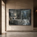 Moonlit Coastal Doorway Moonlit Bedroom Wall Art Canvas Print - Image 6