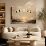 Golden Coastal Lunar Phases Moon Phase Wall Art Canvas Print - Image 8