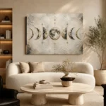 Ivory Celestial Sequence Moon Phase Wall Art Canvas Print - Image 8
