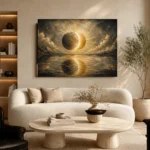 Eclipse Reflection Sun and Moon Wall Art Canvas Print - Image 8