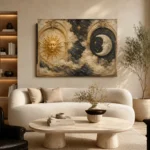 Twin Arch Celestial Sun and Moon Wall Art Canvas Print - Image 8