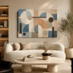 Blue Terracotta Circles Geometric Abstract Wall Art Canvas Print - Image 7
