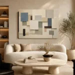 Blue Layered Squares Geometric Abstract Wall Art Canvas Print - Image 7