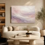 Blush Lavender Horizon Fluid Abstract Wall Art Canvas Print showcased in an elegant minimalist interior