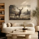 Misty Valley Stag Wildlife Portrait Wall Art Canvas Print - Image 7