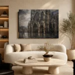 Rainlit Cathedral Gothic Architecture Wall Art Canvas Print - Image 7