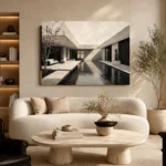 Reflective Villa Modern Architecture Wall Art Canvas Print - Image 6