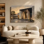 Sunset Villa Modern Architecture Wall Art Canvas Print - Image 5