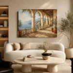 Seaside Colonnade Mediterranean Architecture Wall Art Canvas Print - Image 7