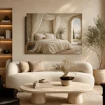 Canopy Sea View Serene Neutral Bedroom Wall Art Canvas Print - Image 8