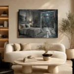 Moonlit Coastal Doorway Moonlit Bedroom Wall Art Canvas Print - Image 7