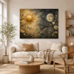 Celestial Garden Sun and Moon Wall Art Canvas Print - Image 9
