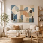 Blue Terracotta Circles Geometric Abstract Wall Art Canvas Print - Image 8