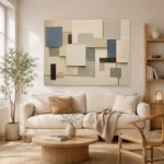 Blue Layered Squares Geometric Abstract Wall Art Canvas Print - Image 8