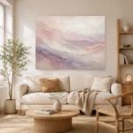 Blush Lavender Horizon Fluid Abstract Wall Art Canvas Print showcased in an elegant minimalist interior