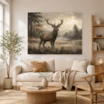 Misty Valley Stag Wildlife Portrait Wall Art Canvas Print - Image 8