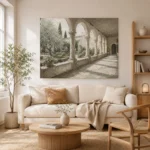 Cloister Garden Arcade Classical Architecture Wall Art Canvas Print - Image 8