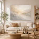Champagne Horizon Neutral Abstract Wall Art Canvas Print - Image 8