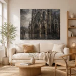 Rainlit Cathedral Gothic Architecture Wall Art Canvas Print - Image 8