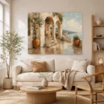 Luminous Sea Terrace Mediterranean Architecture Wall Art Canvas Print - Image 7