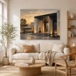 Sunset Villa Modern Architecture Wall Art Canvas Print - Image 6