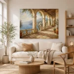 Seaside Colonnade Mediterranean Architecture Wall Art Canvas Print - Image 8