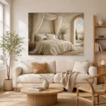 Canopy Sea View Serene Neutral Bedroom Wall Art Canvas Print - Image 9