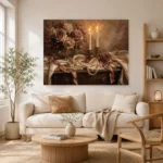 Double Candle Rose Bouquet Romantic Bedroom Wall Art Canvas Print - Image 9