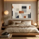 Terracotta Arc Grid Geometric Abstract Wall Art Canvas Print - Image 9