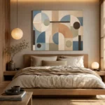 Blue Terracotta Circles Geometric Abstract Wall Art Canvas Print - Image 9
