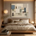 Blue Layered Squares Geometric Abstract Wall Art Canvas Print - Image 9