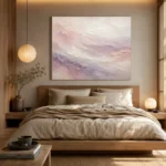 Blush Lavender Horizon Fluid Abstract Wall Art Canvas Print showcased in an elegant minimalist interior