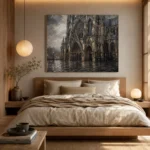 Rainlit Cathedral Gothic Architecture Wall Art Canvas Print - Image 9