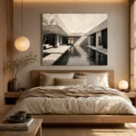 Reflective Villa Modern Architecture Wall Art Canvas Print - Image 8