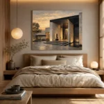 Sunset Villa Modern Architecture Wall Art Canvas Print - Image 7