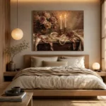 Double Candle Rose Bouquet Romantic Bedroom Wall Art Canvas Print - Image 10