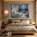Moonlit French Doors Moonlit Bedroom Wall Art Canvas Print - Image 9