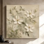 Ivory Clematis Vine Botanical Bedroom Wall Art Canvas Print - Image 12