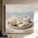 Seashell Candle Coastal Bedroom Wall Art Canvas Print - Image 12