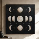 Noir Lunar Grid Moon Phase Wall Art Canvas Print - Image 12