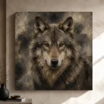 Neutral Wolf Wildlife Portrait Wall Art Canvas Print - Image 11